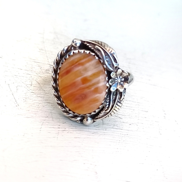 Orange Tone Silver Ring - Picture 6 of 9